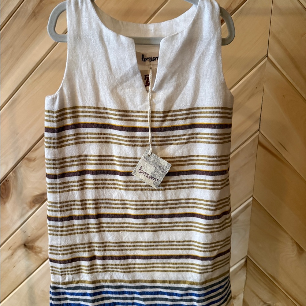 NWT Lemlem White Linen Stripe Tunic Dress